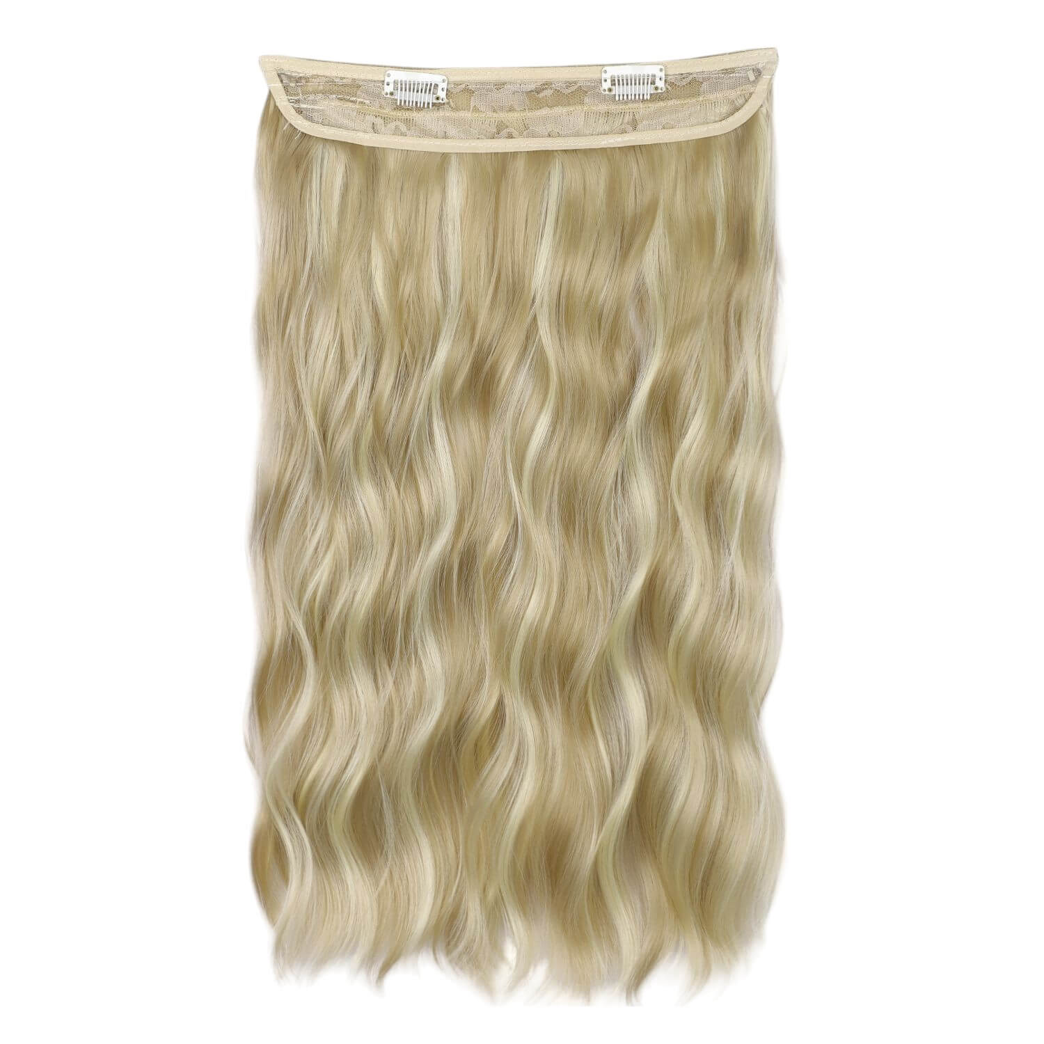 Lång, vågig clip-in hårförlängning 50 cm – Naturlig fyllighet och elegant glamour - Blond