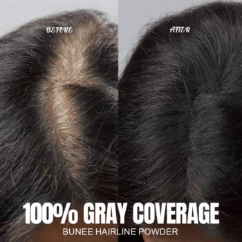 Före och efter hårpuder grå täckning.