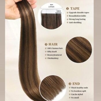 hur man fäster tejplöshår och återanvänder samt tar bort tejplöshår. 100% Äkta Remy Tejplöshår – Återanvändbart Löshår med Naturlig Volym