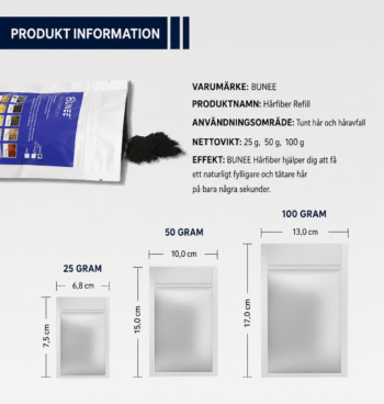 Refill pack påse hair building fibers bunee. Refill påse Stor 100g till hårfiber för tunt hår och håravfall – Naturlig fyllighet på sekunder