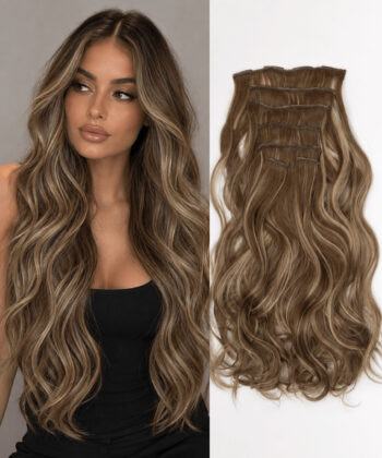 clip in loeshar brun askblond modell produkt. Vågigt Clip-in Löshår – Brun/askblond 10H24B#, 7 delar, 16 clips, 50 cm