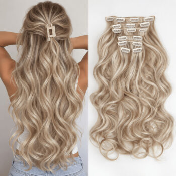 clip in loeshar dirty blonde bakifran produkt. Vågigt Clip-in Löshår – Dirty Blonde 16H613#, 7 delar, 16 clips, 50 cm