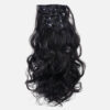 löshår med clips lockigt4. Vågigt Clip-in Löshår – Off Black 2#, 7 delar, 16 clips, 50 cm